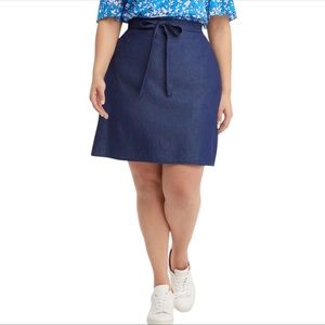 NWT Tie Waist Draper James Dark Chambray Skirt Size 2X NWT